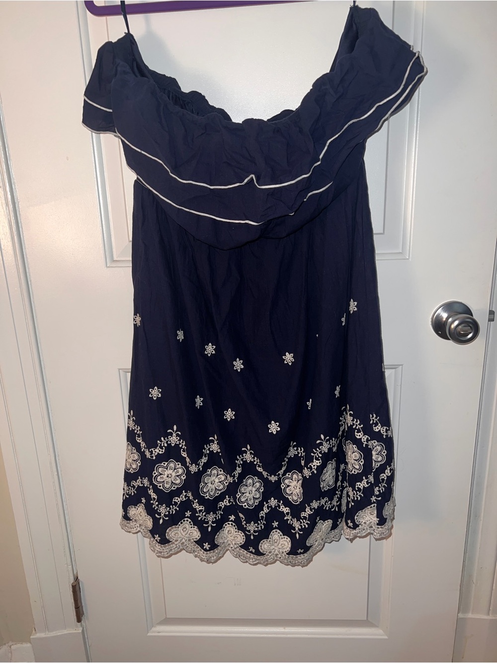 torrid Navy Blue Off-Shoulder Embroidered Dress